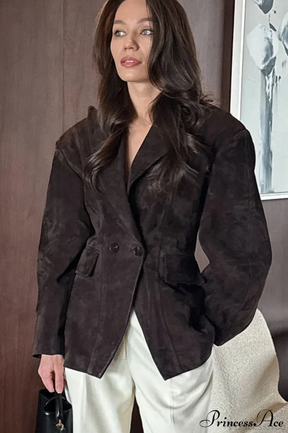 Faux Suede Blazer Style Elegant Coat image 3