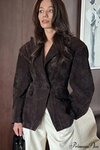 Faux Suede Blazer Style Elegant Coat image 3