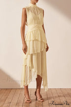 Faye Sleeveless Stylish Ruched Midi Dress image 8