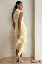 Faye Sleeveless Stylish Ruched Midi Dress image 2