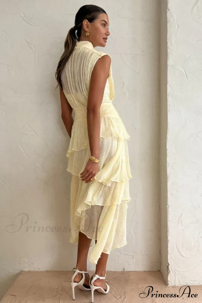 Faye Sleeveless Stylish Ruched Midi Dress image 2