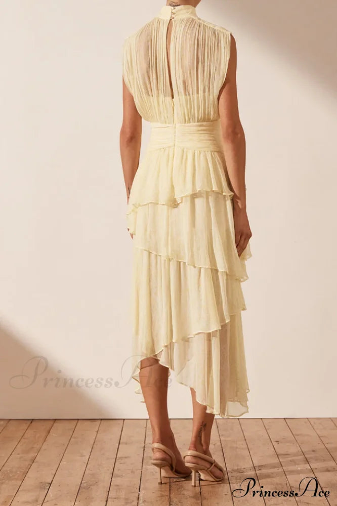 Faye Sleeveless Stylish Ruched Midi Dress image 10