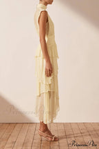 Faye Sleeveless Stylish Ruched Midi Dress image 9