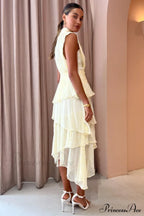 Faye Sleeveless Stylish Ruched Midi Dress image 6