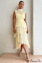 Faye Sleeveless Stylish Ruched Midi Dress image 1