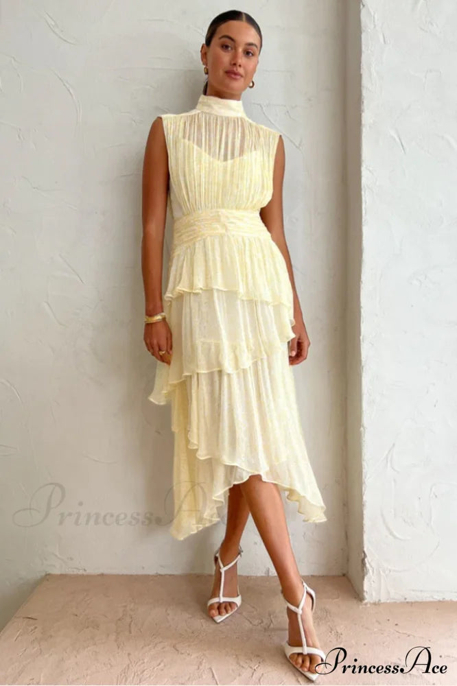 Faye Sleeveless Stylish Ruched Midi Dress image 1