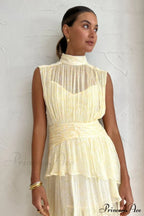 Faye Sleeveless Stylish Ruched Midi Dress image 4