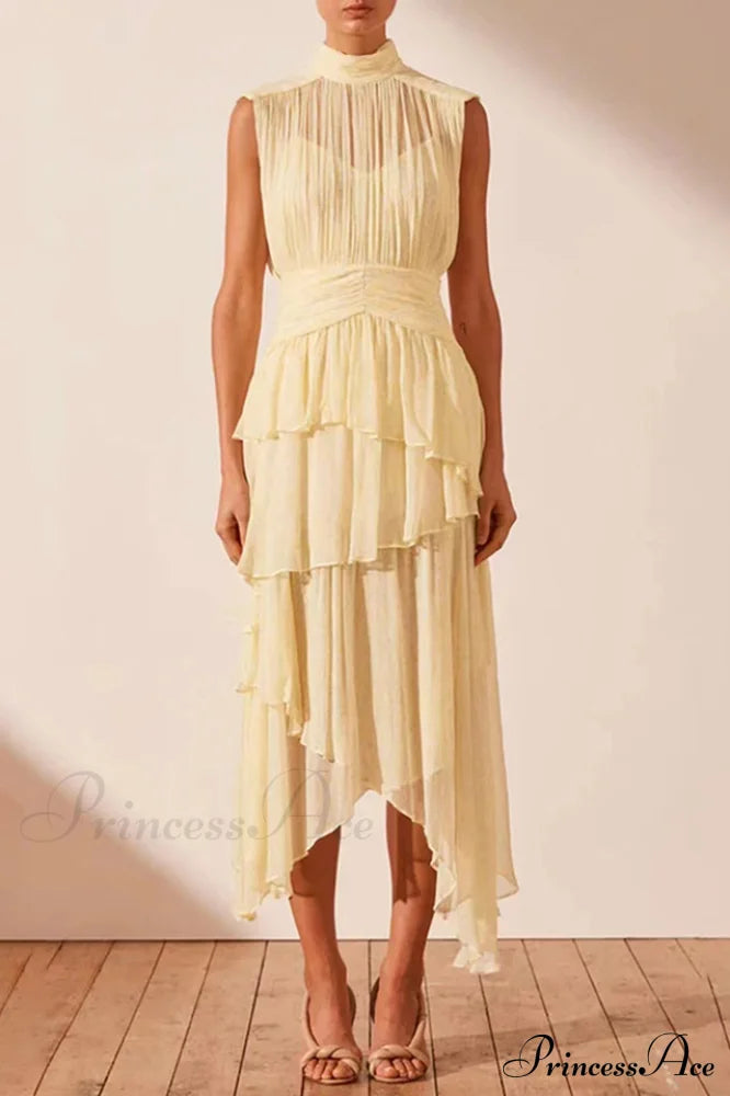 Faye Sleeveless Stylish Ruched Midi Dress image 7