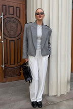 Vintage Solid Wool Blazer Wide-Collar Short Coat image 5