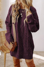 Vintage Textured Knit Midi Sweater image 3