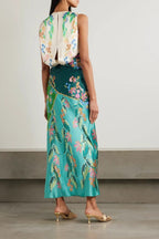 Satin Knot Front Sleeveless Midi Dress image 1