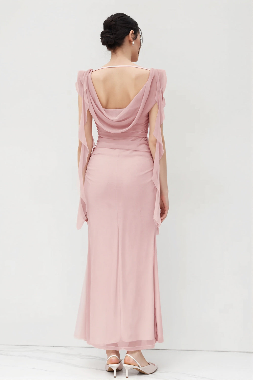 Lace Strap Backless Ruffle Maxi Dress image 4