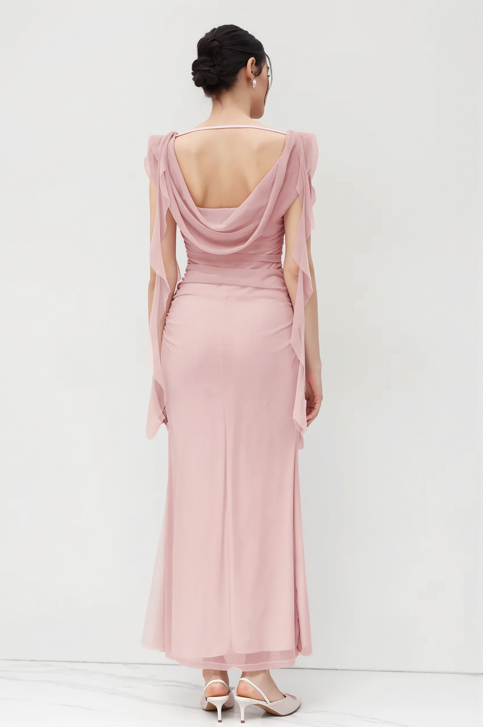 Lace Strap Backless Ruffle Maxi Dress image 4