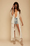 Hollow Knit Fringe Maxi Cover Up image 1