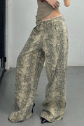 Snake Print Wide Leg Low Waist Frayed Jeans image 1