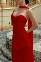 Draped Tie Sexy Mesh Patch Tube Prom Dress image 4