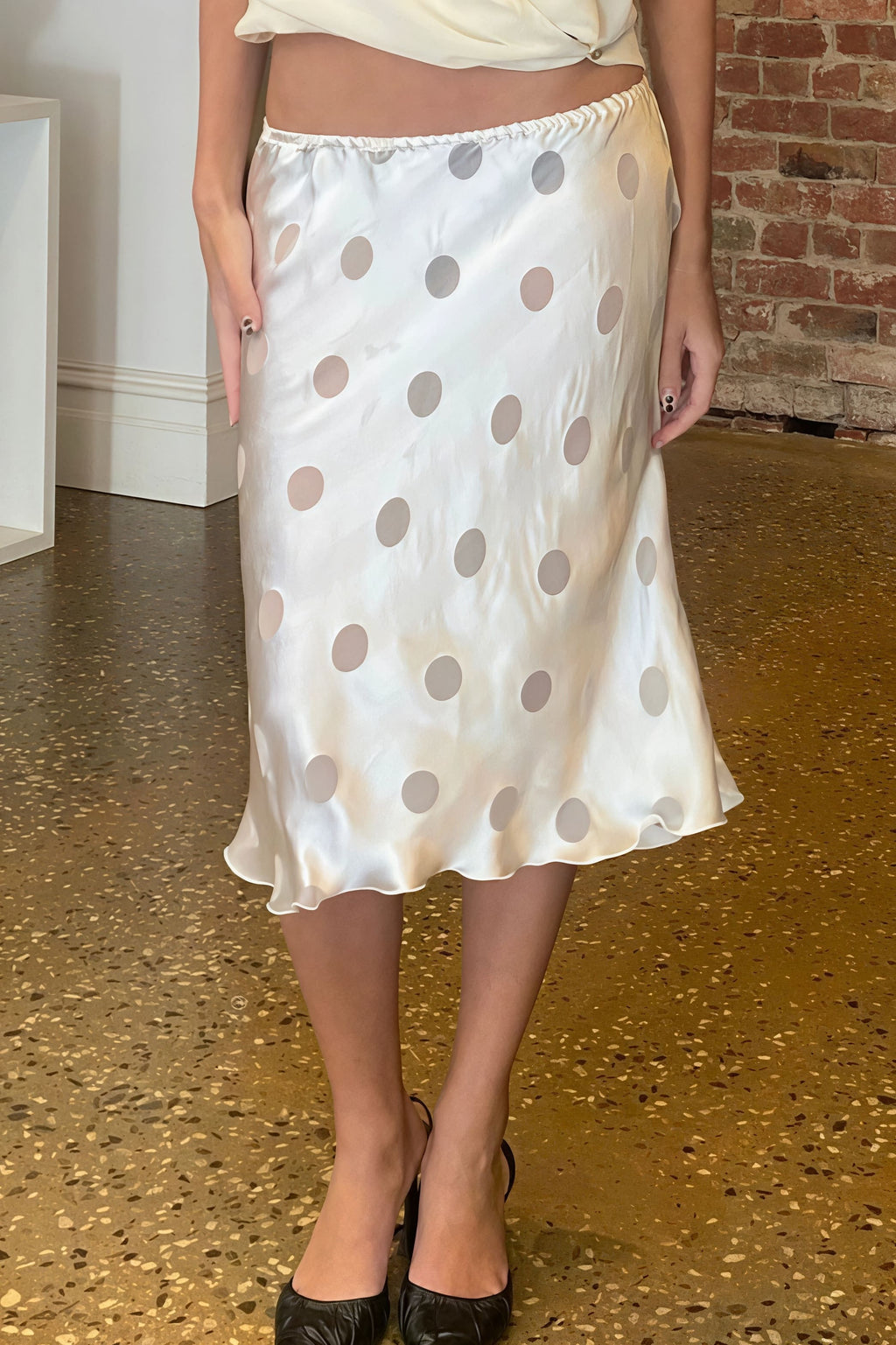 White Polka Dot Sheer Casual Skirt image 1