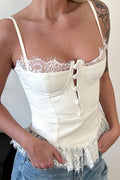 Sheer Lace Trim Cami Top Elegant image 1