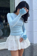 3D Floral Slim-Fit Long Sleeve Tee image 1