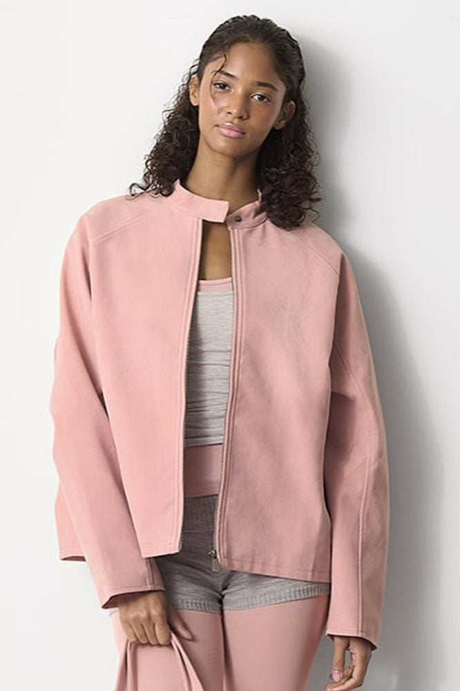 Stand Collar Suede Minimalist Jacket image 1