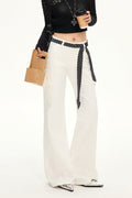 Stretch Slim Fit White Cargo Jeans image 1