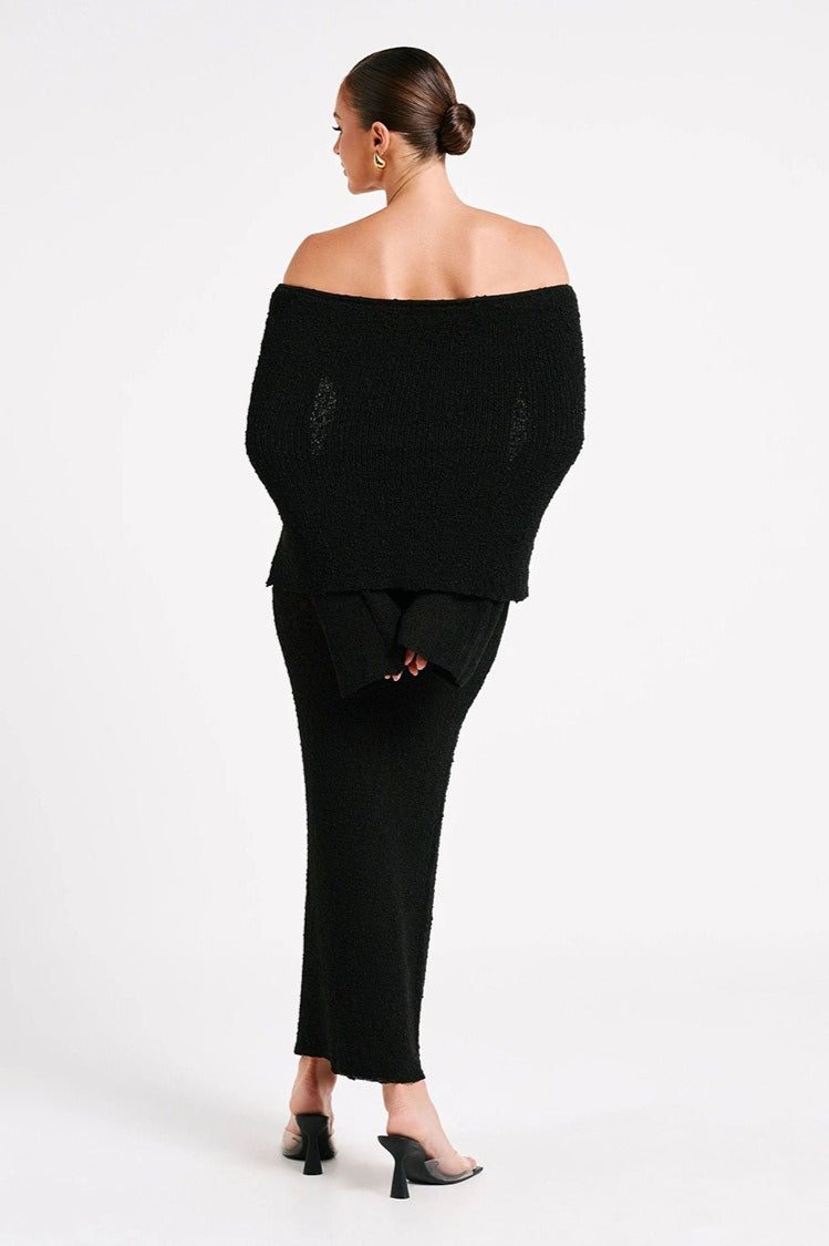 Off Shoulder One Shoulder Knit Sweater Dress image 16