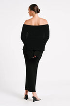 Off Shoulder One Shoulder Knit Sweater Dress image 16