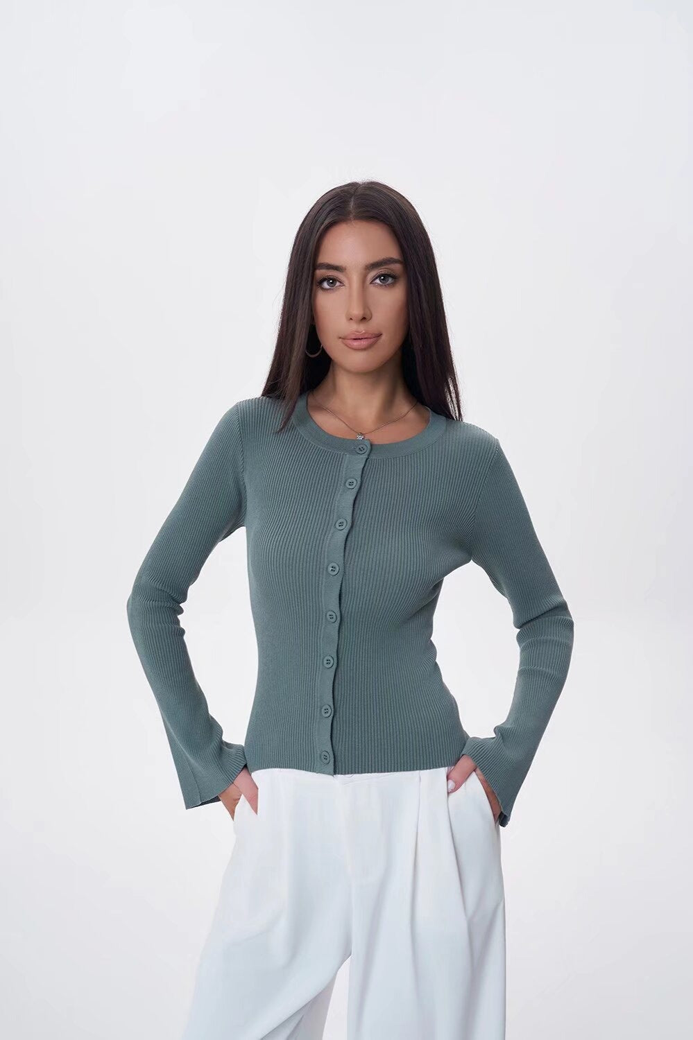 Flare Sleeve Button Cardigan image 4