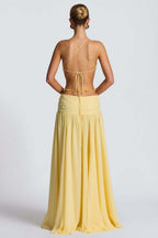 Halter Deep V Tie Backless High Slit Maxi Dress image 8