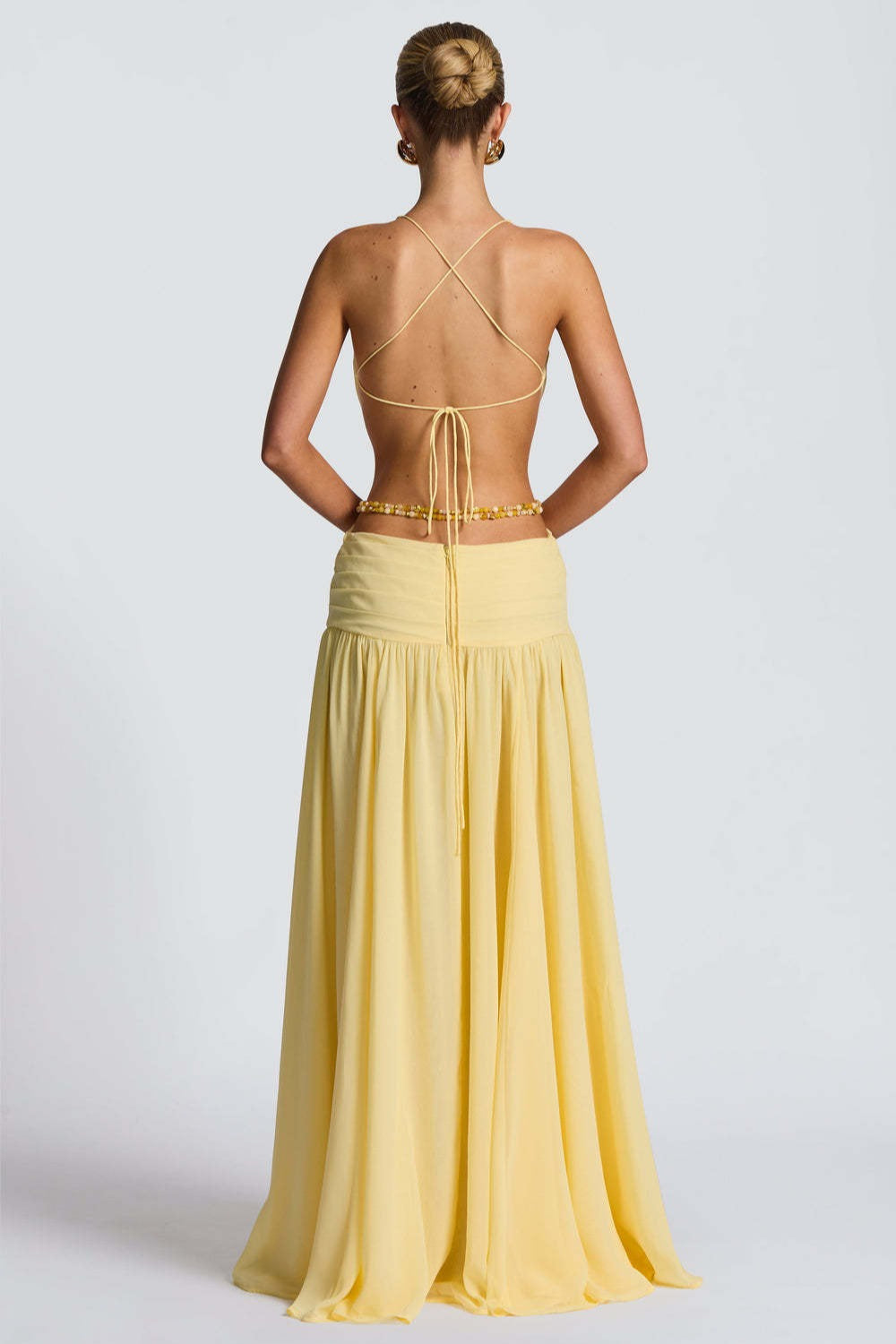 Halter Deep V Tie Backless High Slit Maxi Dress image 8