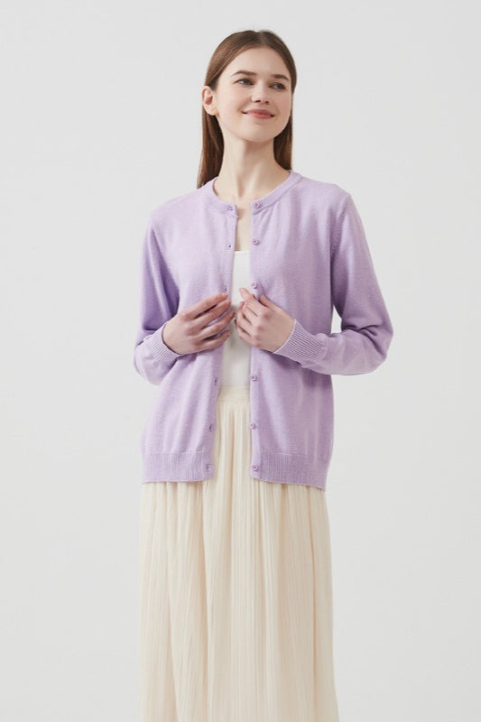 Cotton Crew-Neck Lightweight Knit Outerwear Cardigan image 8