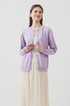 Cotton Crew-Neck Lightweight Knit Outerwear Cardigan image 8