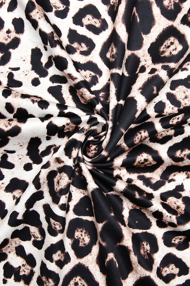 Elegant Leopard Mock Neck Bodycon Maxi Dress image 5