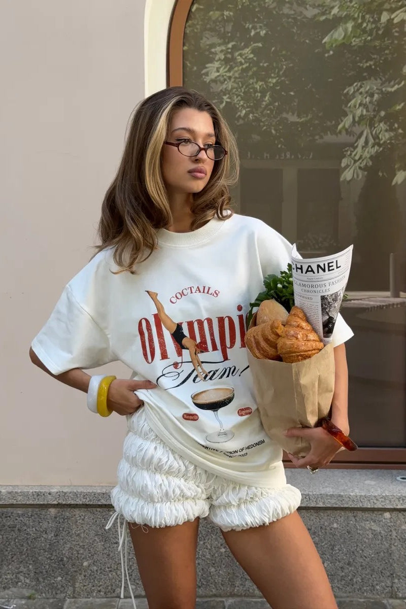Cotton Fashion Trendy Loose Creative Print T-shirt image 2