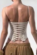 Patchwork Color Block Cinched Waist Tie Asymmetrical Cami Top image 2