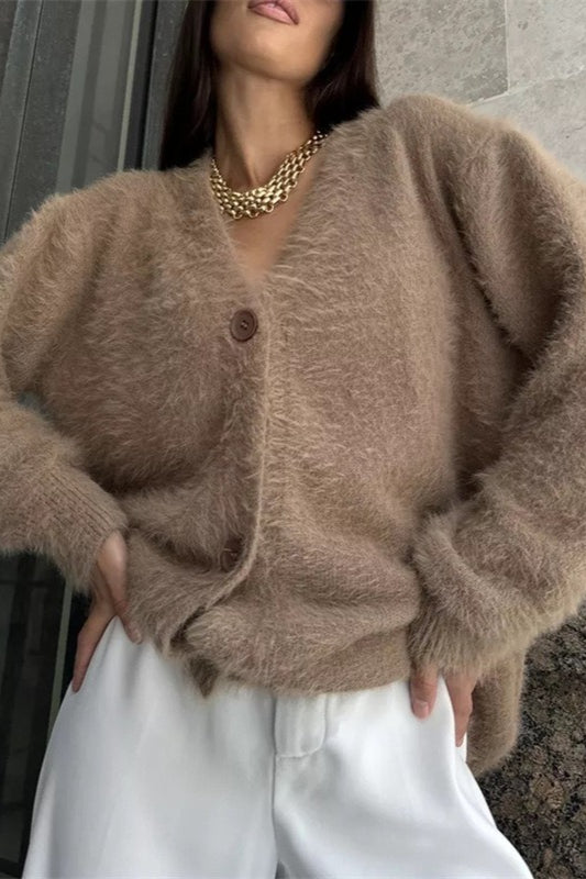 Plush V-Neck Cardigan image 8