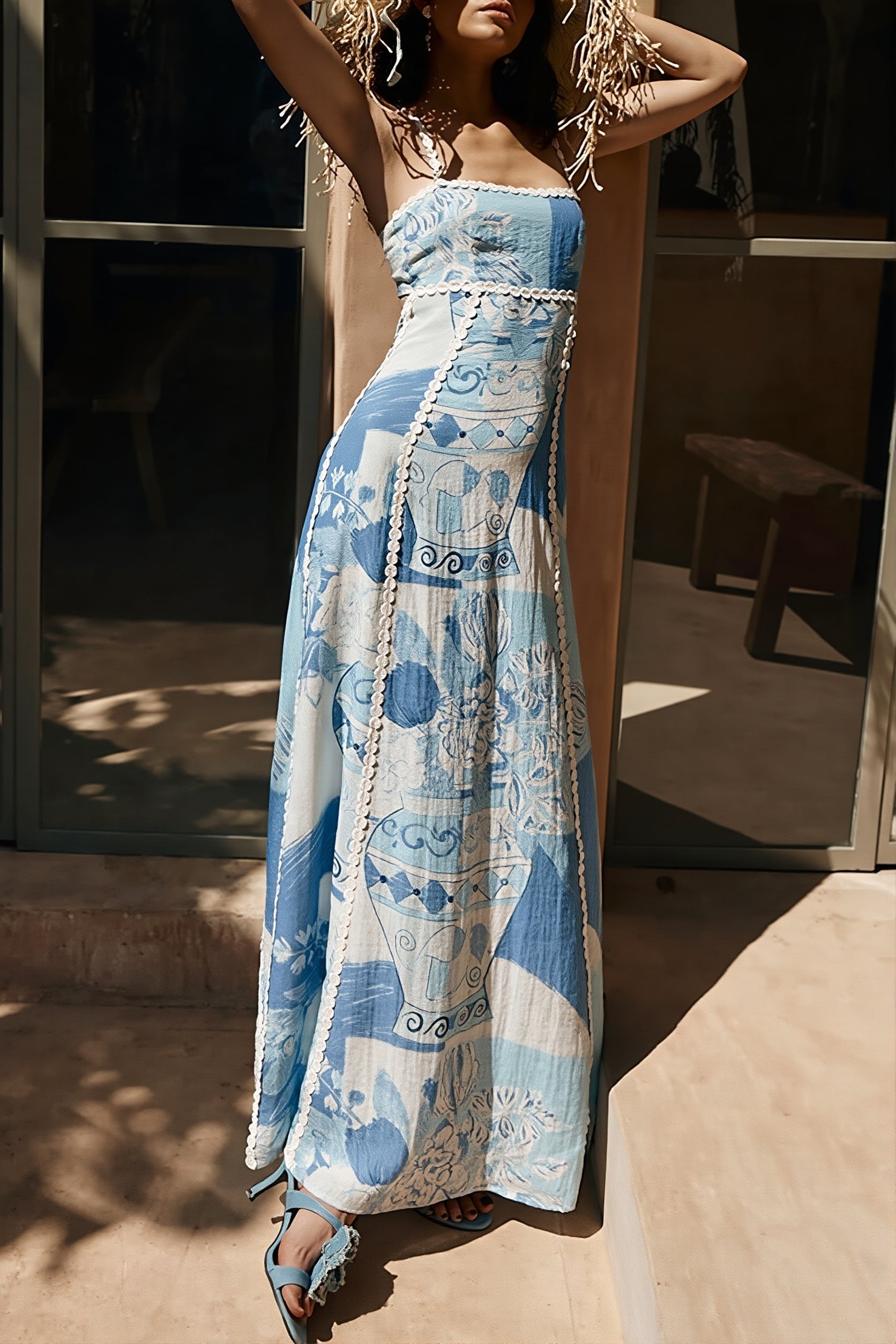 Casual Printed Spaghetti Strap Maxi Dress image 1