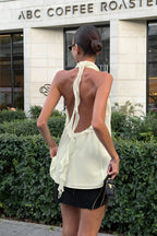 Chiffon Ruffle Halter Tie Back Sleeveless Halter Top image 2