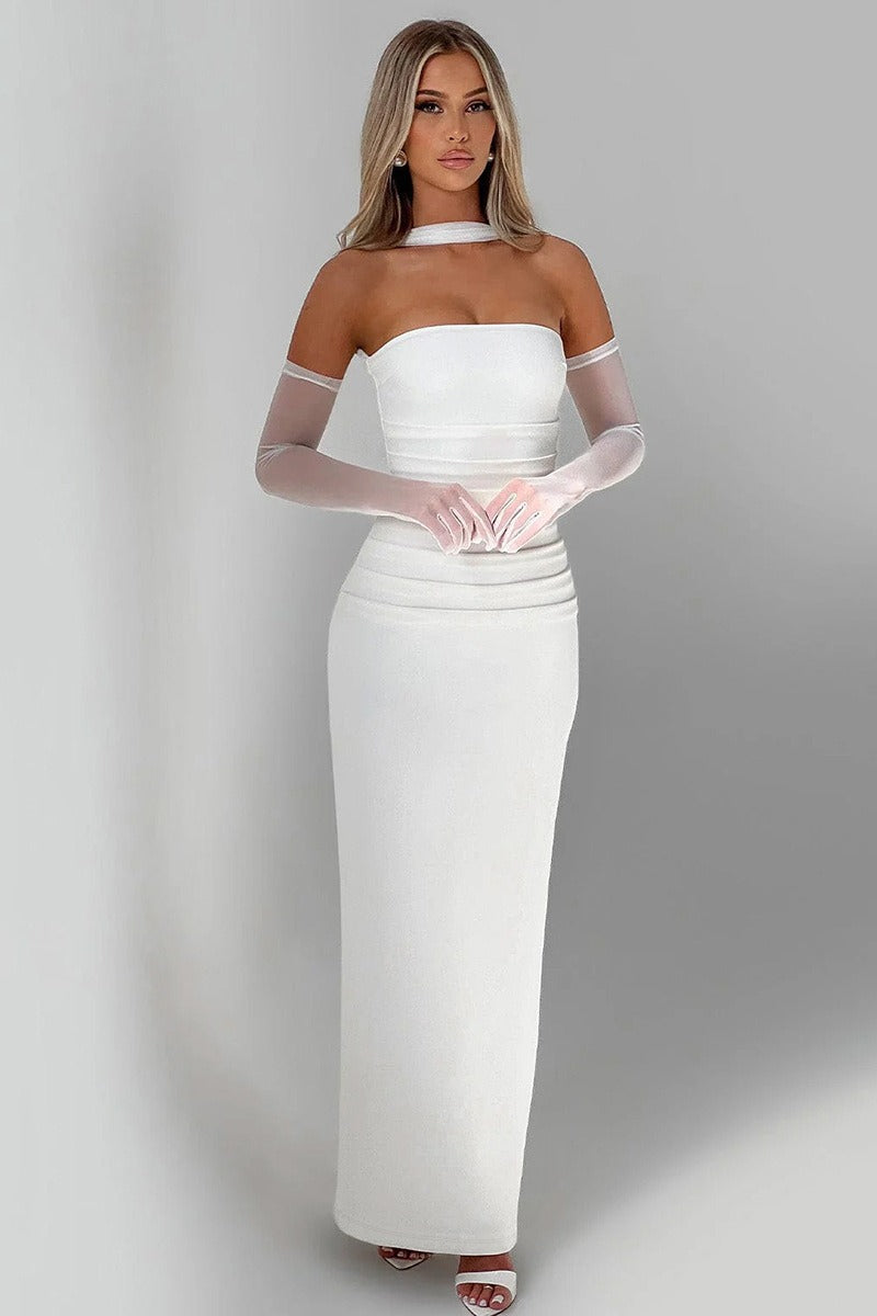 Sheer Sleeve Bustier Gown Formal Dress image 2