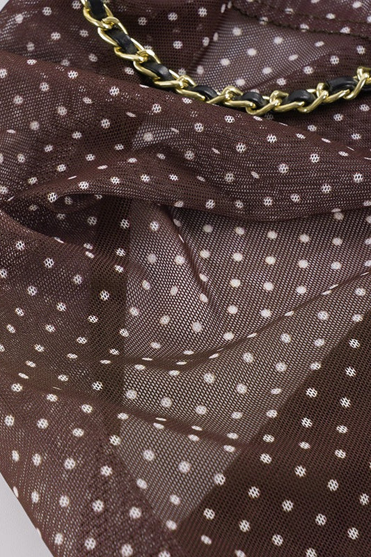 Polka Dot Metal Chain Sheer Halter Top image 5