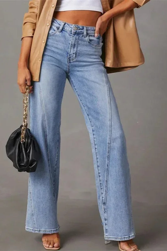 Loose Patchwork Wide Leg Jeans image 7