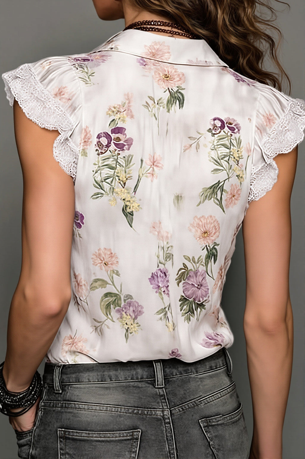 Light Mercerized Floral Lace Blouse image 2