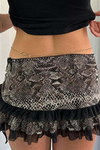 Ruched Lace Color Block Leopard Skirt image 5