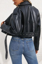 Vintage Cropped PU Leather Jacket image 6