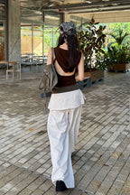 Street Style Loose Fit Spliced Wide Leg Pants image 3