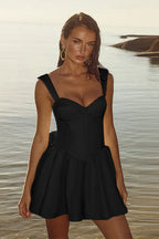 Floral Jacquard A-Line Backless Bow Party Dress image 8