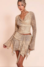 Flowy Snake Print Tie Detail Skirt Set image 1