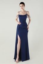 Satin Spaghetti Strap Mermaid Party Dress image 18