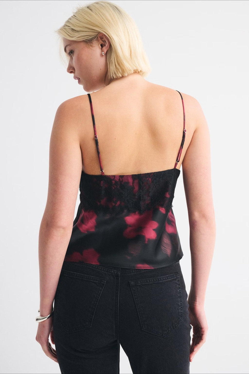 Lace Color Block Satin Backless Cami Top image 9
