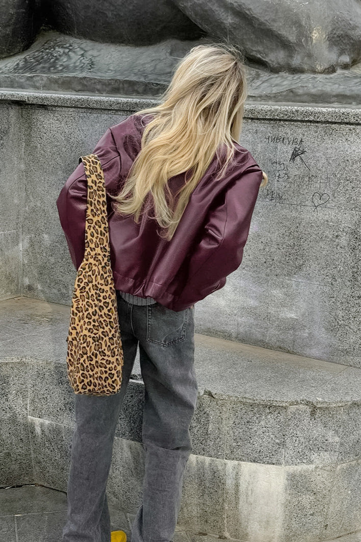 Burgundy Vintage Biker Coat image 5